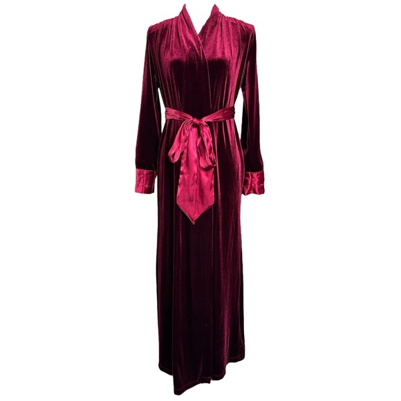 Jonquil Other - Jonquil Diane Samandi Velvet Robe XS Burgundy Long Belted Wrap Duster